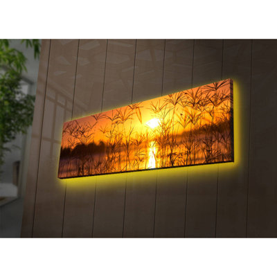 Stunning LED Lighted Canvas Painting, 11.8 x 35.4 inches | 100% Suede Canvas with 100% Wooden Frame (Thickness: 1.2 inches) | Battery Powered (1 x 9V, Not Included) | Perfect for Home Decor & Ambiance