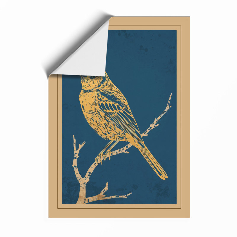 Songbird On Branch Japandi - Print, Unframed, A4 - 29.7 x 21.0 cm