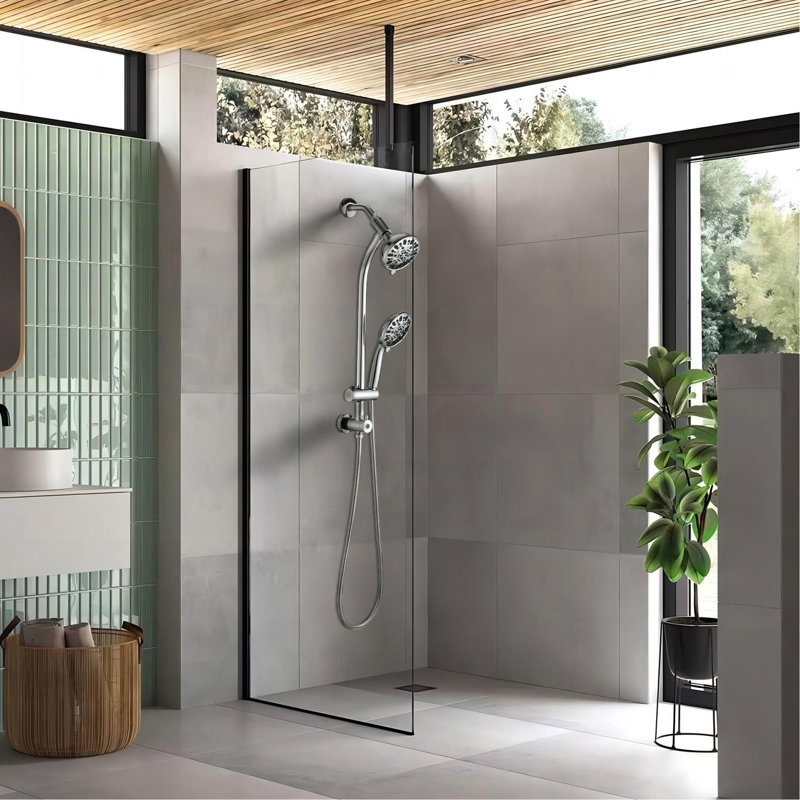 5 Inch Rain Shower & 7-Spray Handheld With 26" Slide, Easy Installation, Angle-Adjustable, Nozzles, Stable 1.8Gpm Flow, Manual Control Bathroom : Showerhead And Adjustable, Dual Flow 1.8Gpm, No Wall