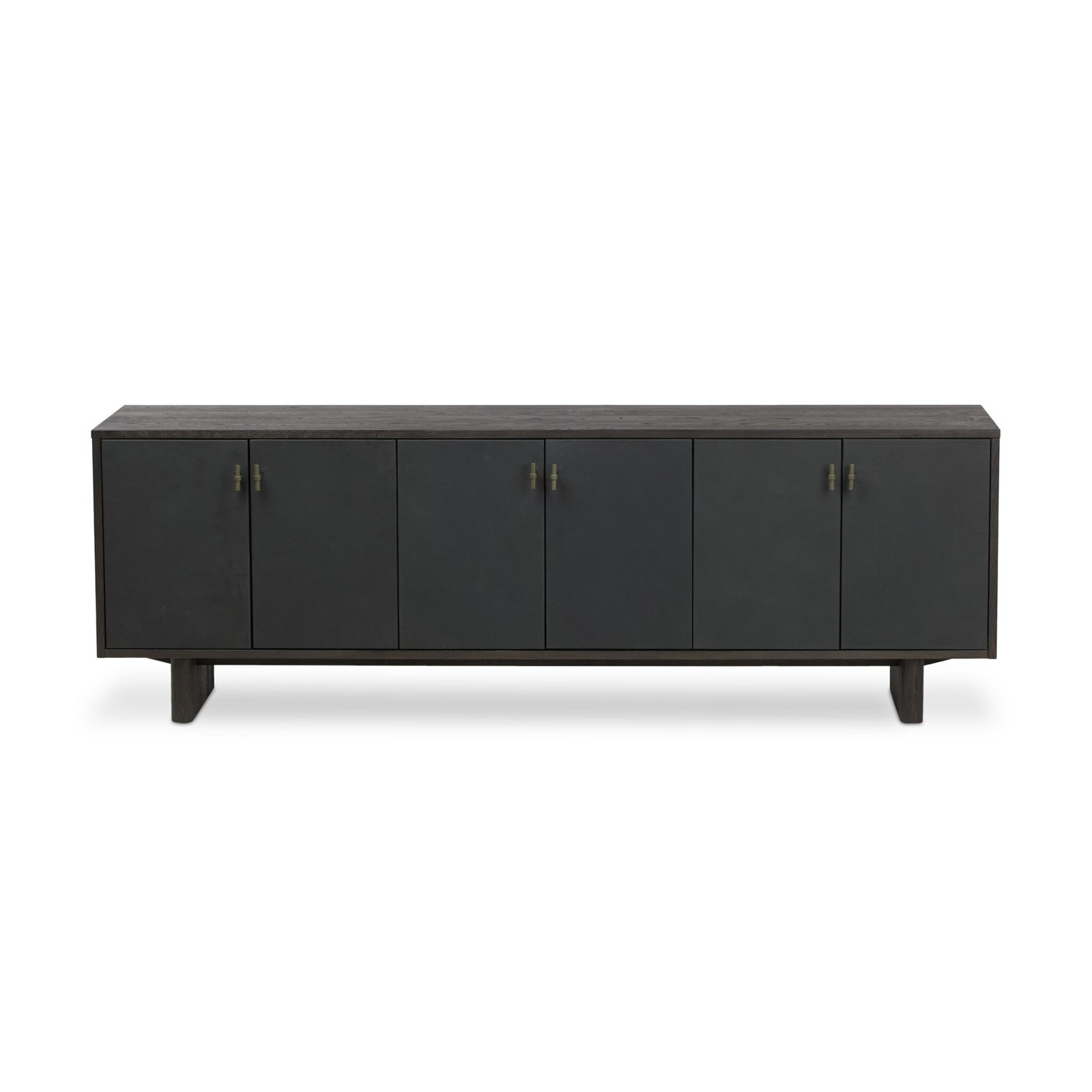 Kellie 78 " Oak Media Console, Worn Black Oak Veneer
