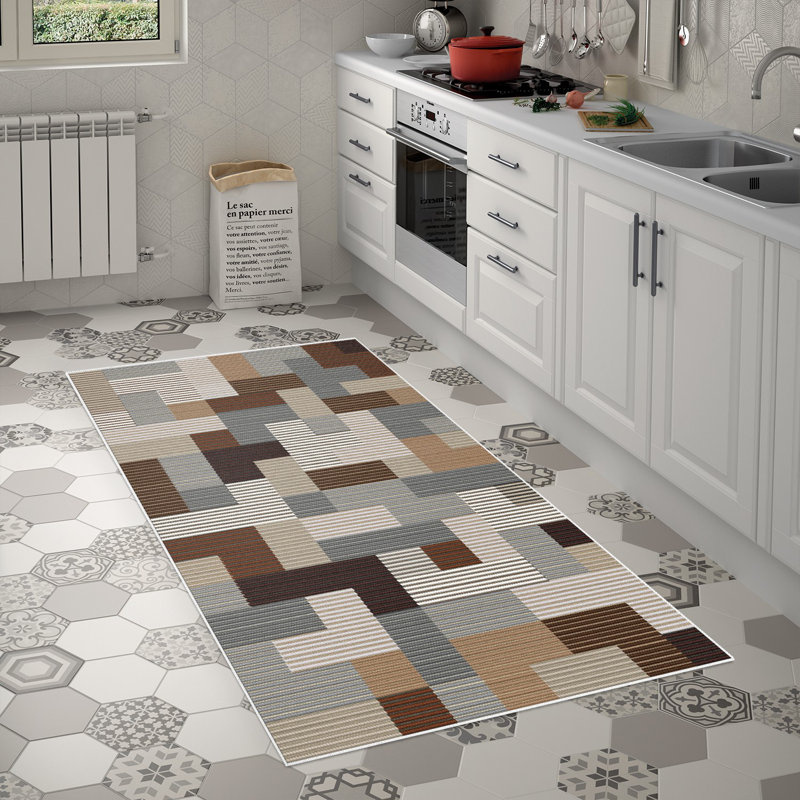 Elegant Hall Carpet, Coffee Color, 31.5 x 59.1 inches | 100% Polyamide, 850 g/m² | Non-Slip Underside, Digital Printing, Machine Washable at 30°C | Easy to Clean, Perfect for Entryways & Living Spaces