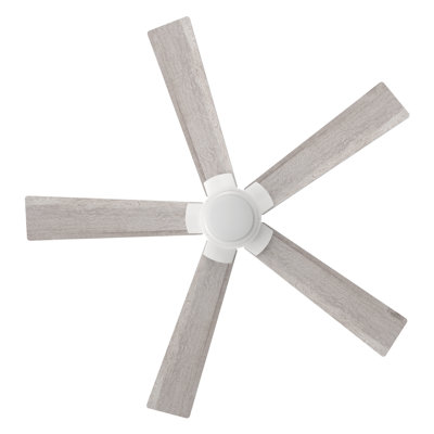 52 Inches White Flush-Mount DC Motor Ceiling Fan with Light, Remote Control