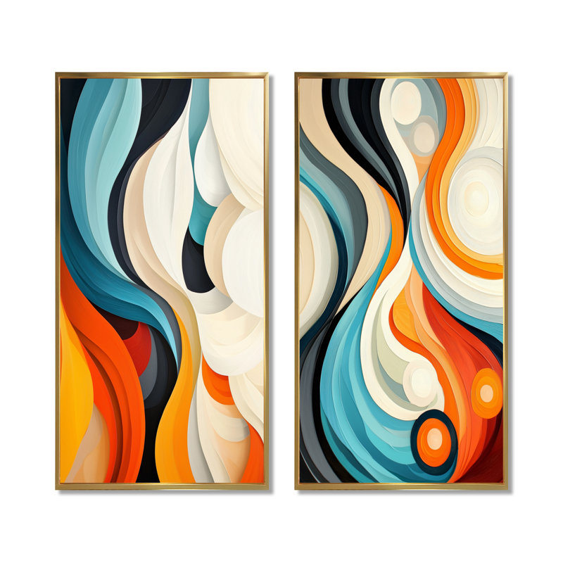 Cosmic Dance of Colours I - Abstract Impressionism Wall Decor, Modern Abstract, art mural 2 pièces, H 40 po x l 40 po