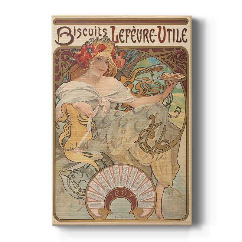 Biscuits Lefèvre-Utile - Toile tendue avec châssis par Alphonse Mucha, 32 x 48