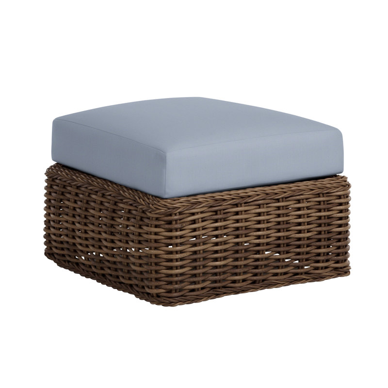 Repose-pieds d'extérieur Soho Woven N-Dura, Pas de soudure, Sunbrella® ‑ Arbor Chambray colombe, Raphia