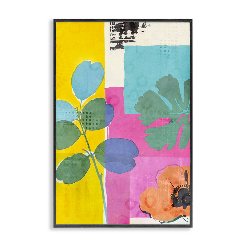 The Bloom Drift Leaves, giclée encadrée, design par Andrea Haase, H 18 po x l 12 po, Giclée encadrée noir minuit