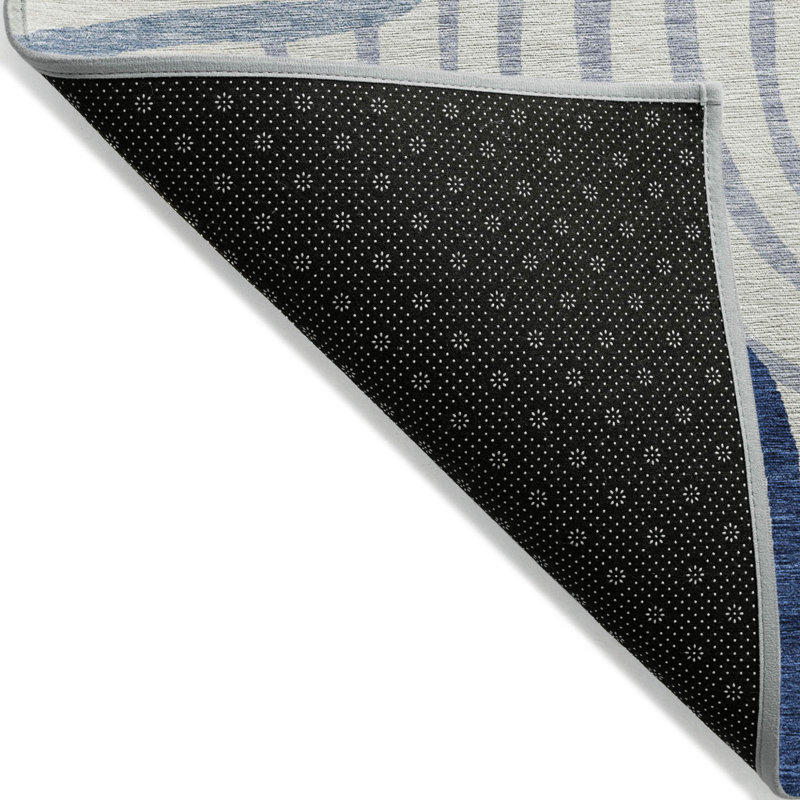 Tapis intérieur lavable abstrait bleu marine 9 pi x 12 pi
