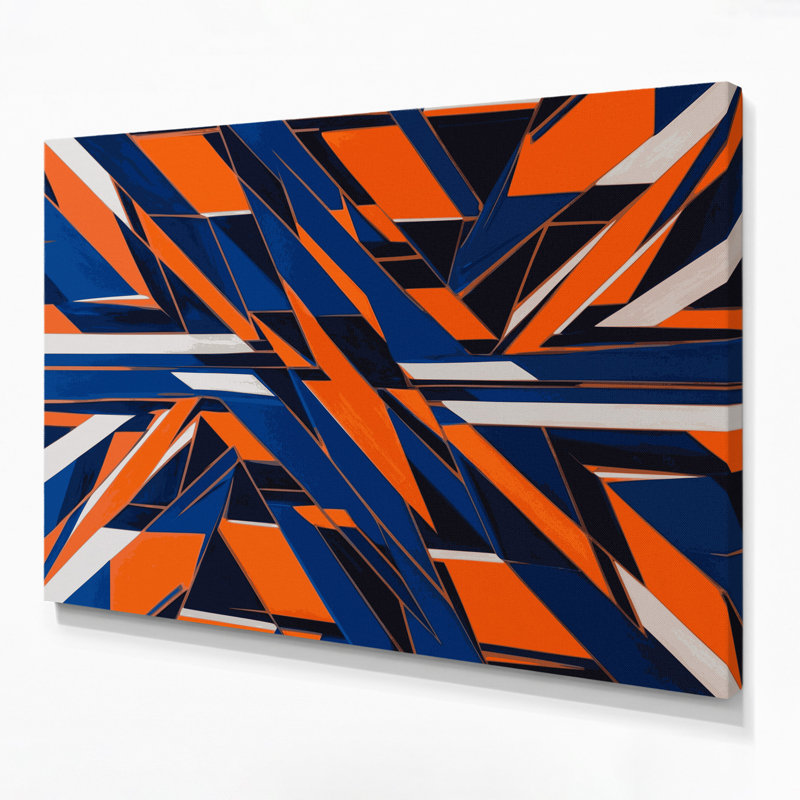 «Hard Edge», art mural sur toile bleue, H 11 po x l 14 po