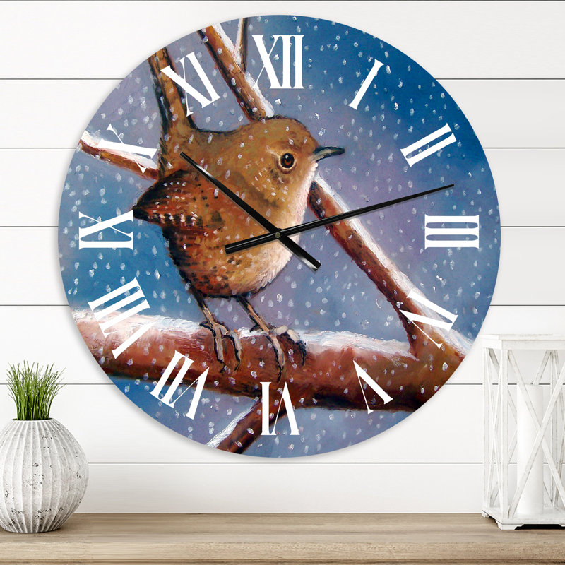 Wren In Winter - Horloge murale, Surdimensionné