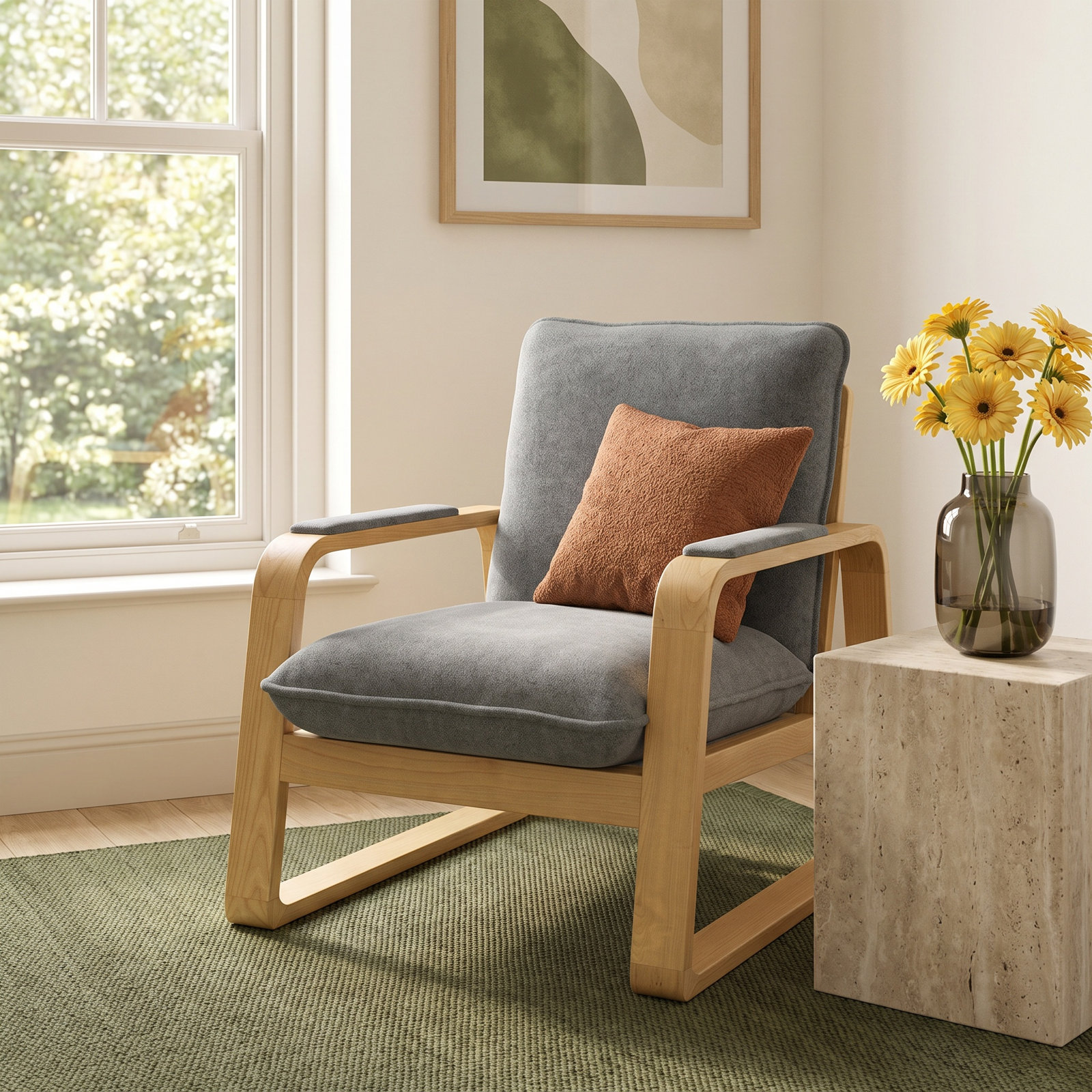 Lizzie Armchair, Silver Gray Chenille