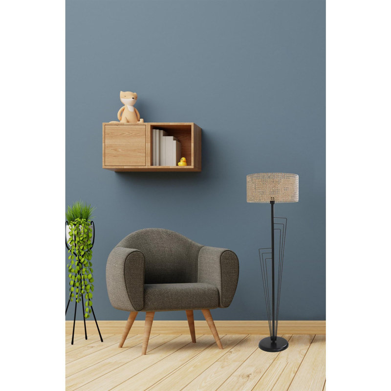 Luro Elegant Floor Lamp, 100% Metal, 65.0 inches Tall | Black Finish with Oven Dried Paint, 17.7 inches Shade Diameter | E27 Socket, Max 60W | Stylish Lighting for Living Room, Bedroom, and Office Decor