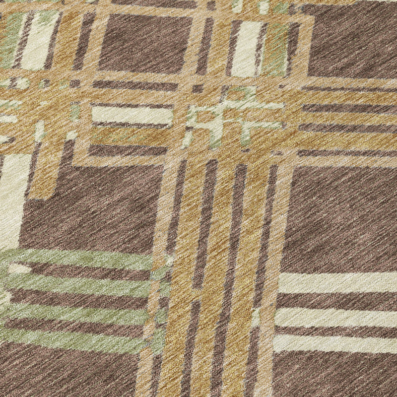 Machine Washable Indoor/Outdoor Chantille ACN2452 Geometric Rug, 10' x 14', Chocolate