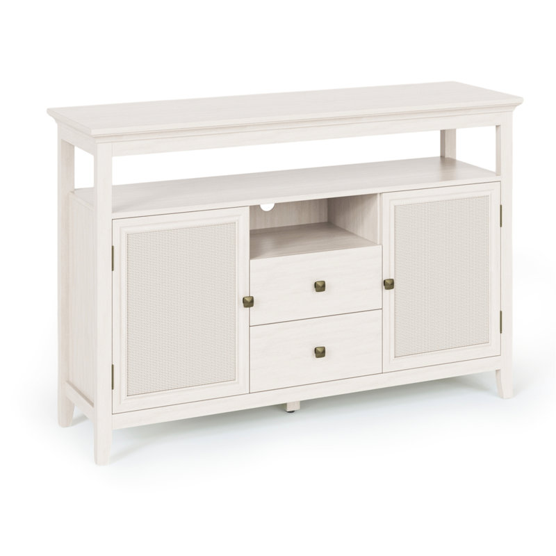 Armoire de rangement 52,8 po, buffet décoratif pour la cuisine avec tablettes réglables - Buffet, armoire et étagère en bois blanc