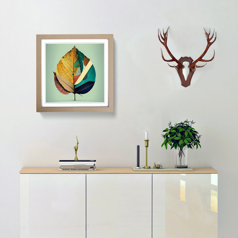 Leaf Constructivism - Single Picture Frame Print on Wood, Oak