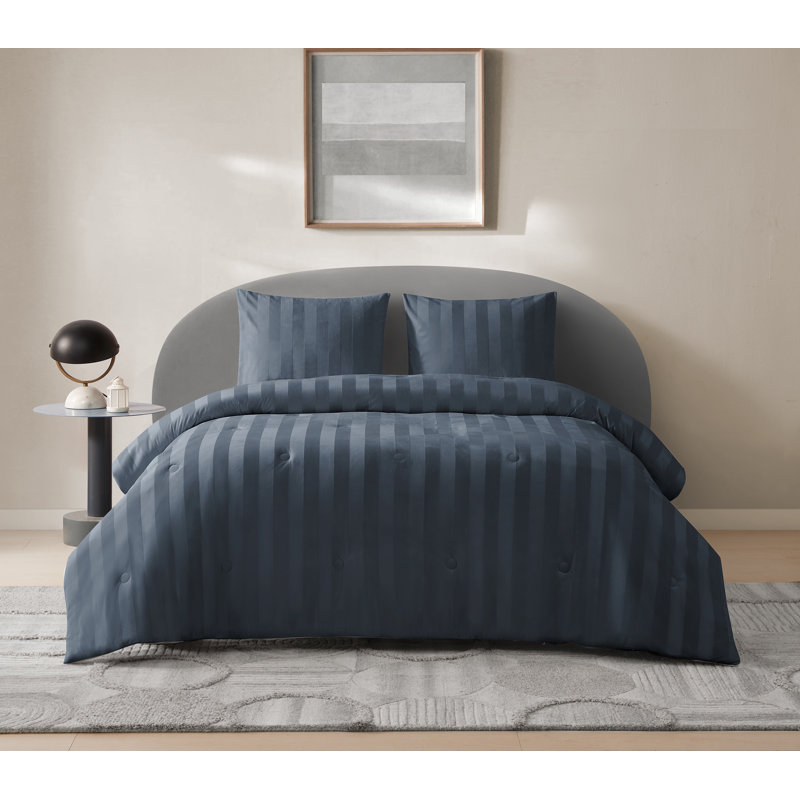 Ensemble d'édredon 3 pièces Chelsea, Gris, Édredon pour très grand lit + 2 taies décorativ