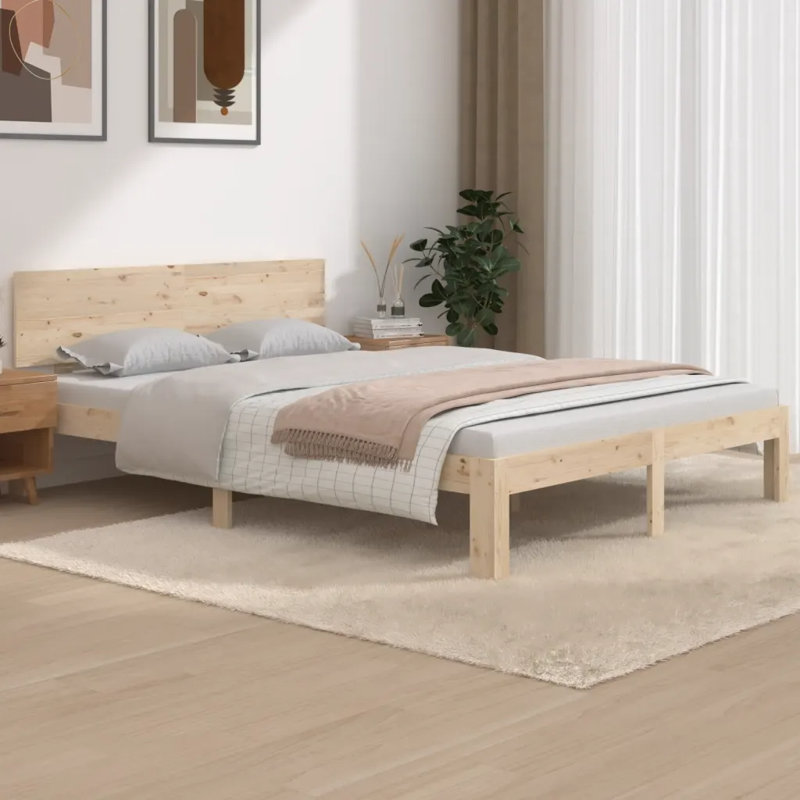 Bed Frame Solid Wood, natural, Small Double (4')