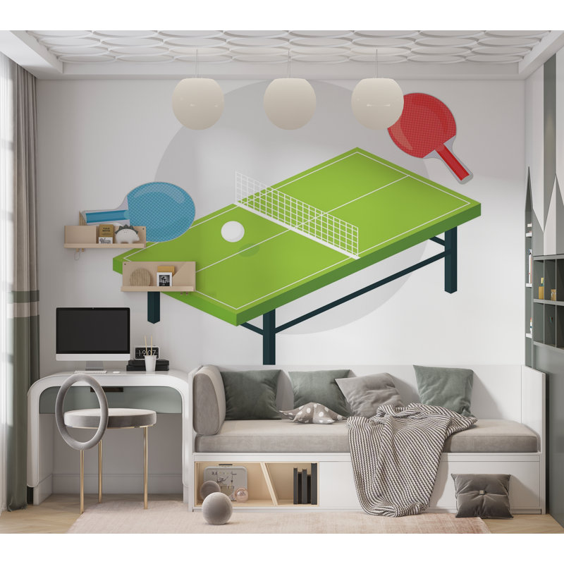 Murale pelez et collez de qualité supérieure - Illustration de tennis de table, L 210 po x L 144 po