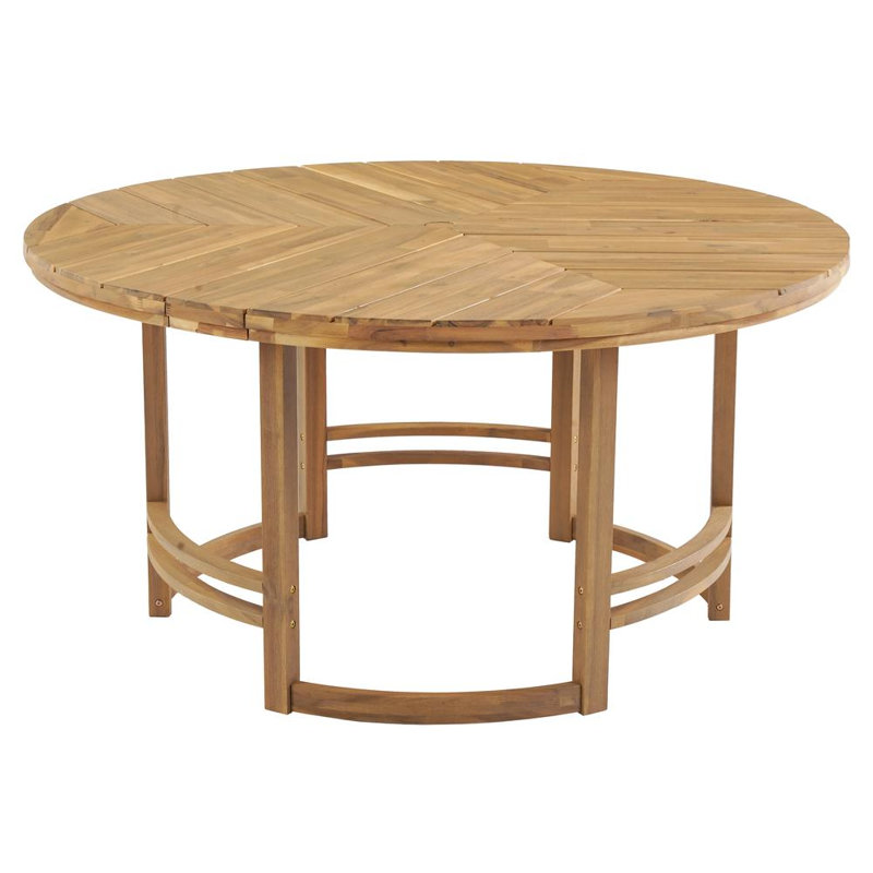 Table d'extérieur avec trou pour parasol pour patio, cour arrière, jardin, Teck clair