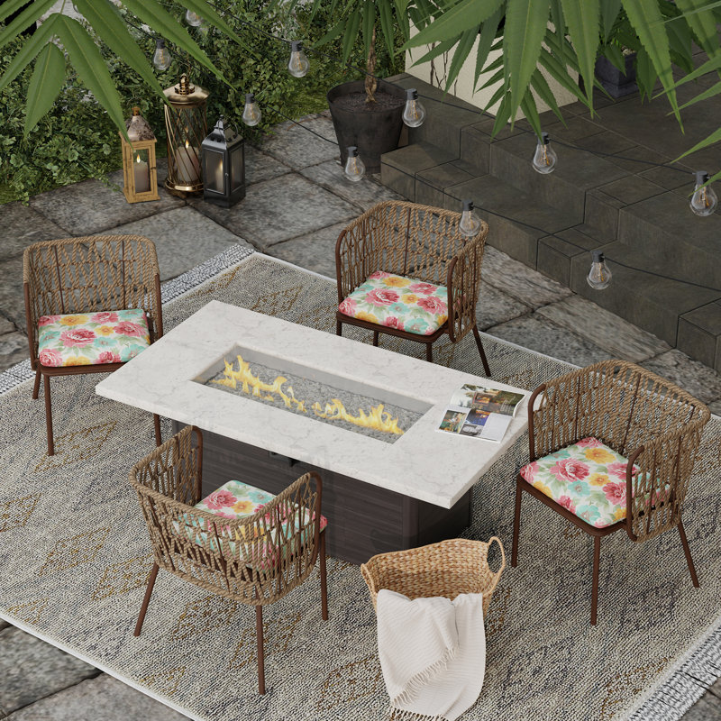 Clarmont Outdoor Chair Cushion with Ties and Hanger Loop, Multi-Colored Floral