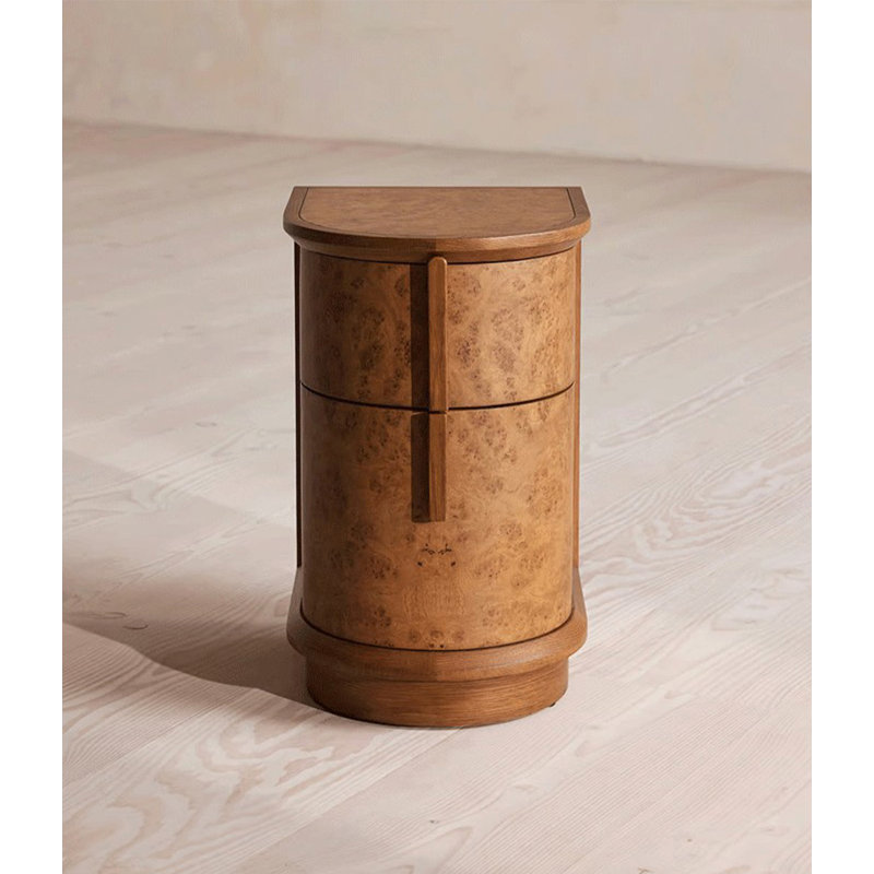 Mid‑Century Solid Wood Brown Bedroom Nightstand