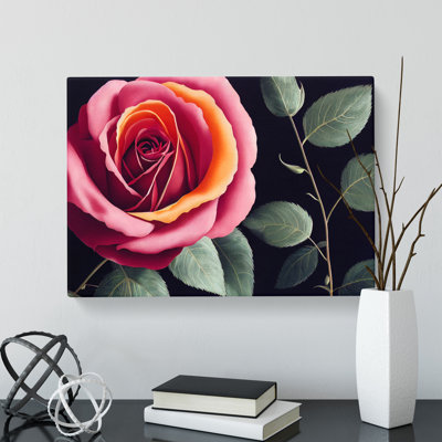 Beaming Rose Flower - Wrapped Canvas