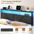 Queen Bed Frame with 6 Underbed Drawers and Open Storage Headboard, Upholstered Platform Bed with Adjustable LED Light and Charging Station, No Box Spring Needed-2070954081