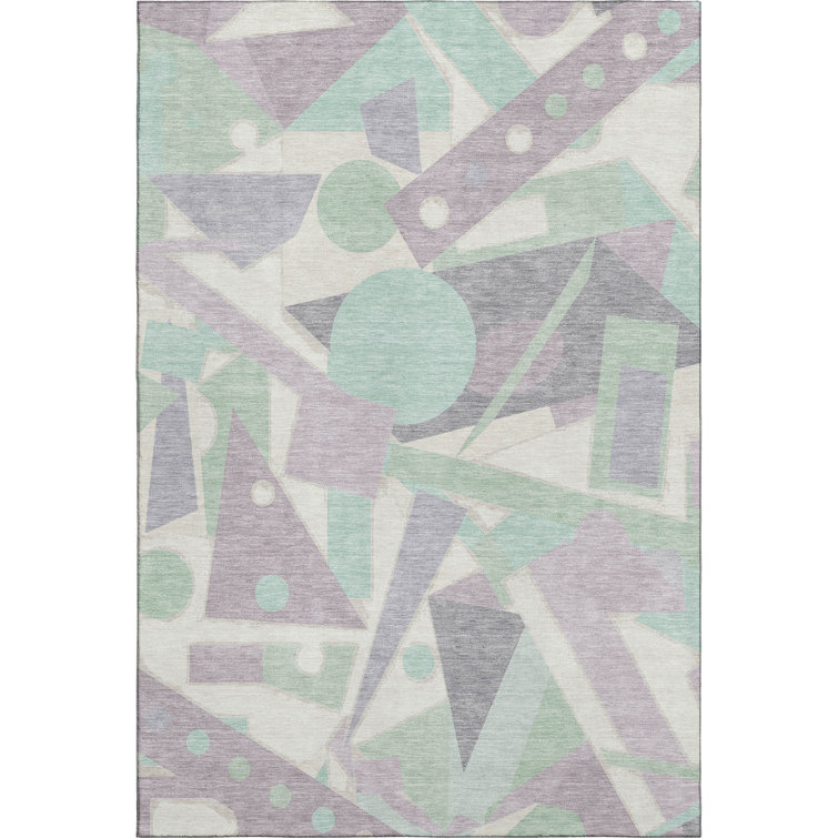 Premium Machine Washable Mehara AMF1693 Geometric Rug