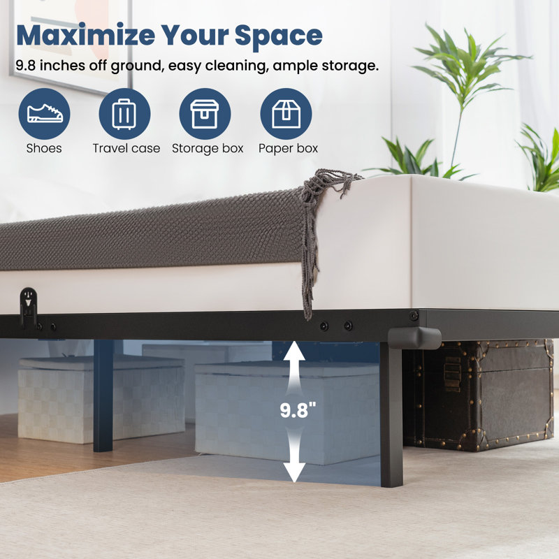 LED Floating Bed Frame No Box Spring Needed, Twin