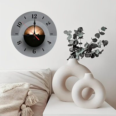 Horloge murale ronde en bois 10 po, mouvement à quartz silencieux, imprimé UV, à piles