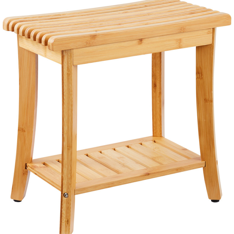 Banc de douche, traitement anti-pourriture, support de 330 lb, patins réglables, structure à lattes à séchage rapide pour fauteuil de salle de bain, siège en caoutchouc imperméable et ergonomique