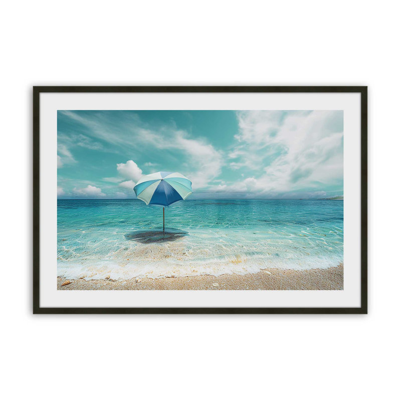 «Solitude in Aqua», reproduction d'art, H 12 po x l 15 po, Noir satiné