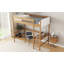 Lit mezzanine simple avec bureau, structure de lit mezzanine rembourrée avec échelle, barrières de sécurité, bois d'hévéa, tête / pied de lit en tissu molletonné