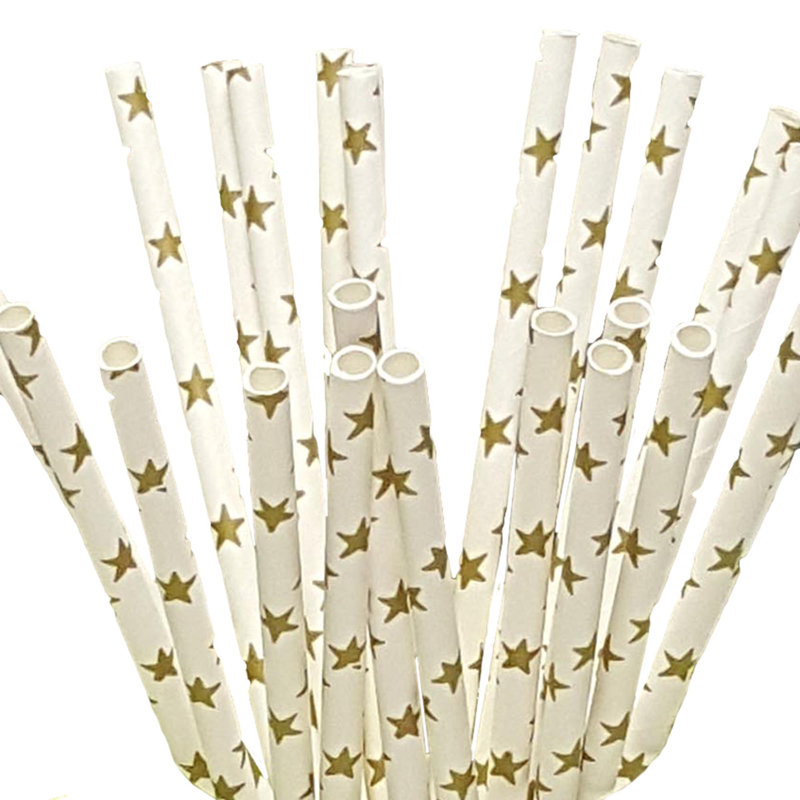 Paille de papier, Doré / Blanc