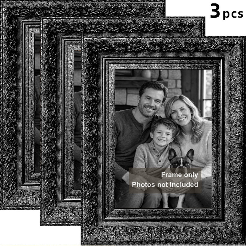 Cadre 3 pièces noir pour photos et cadeaux de pendaison de crémaillère 5 po x 7 po