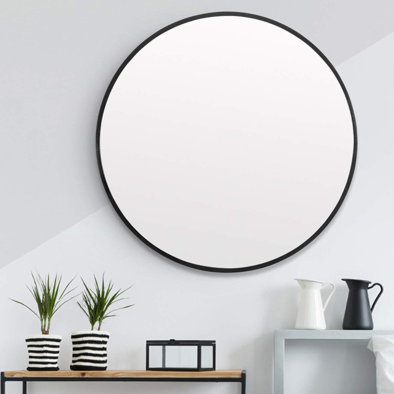 Miroir de salle de bain et de coiffeuse Beshoy, Blanc, 28 po x 28 po