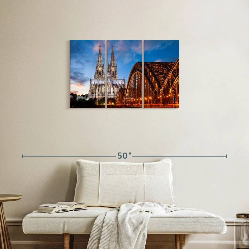 Ville de Cologne au crépuscule, H 20 po x l 33 po