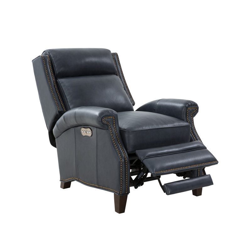 Vladka Power Recliner, Barone Navy Blue Split Grain Leather