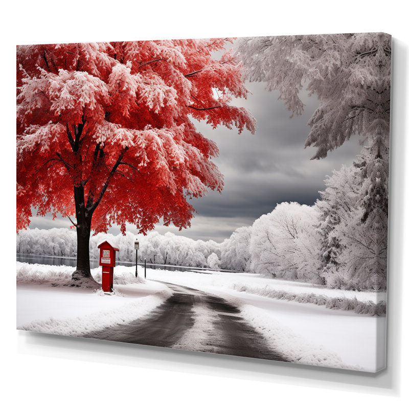 «Red and White Winter Silent Symphony I», reproduction sur toile, H 30 po x l 40 po x P 1,5 po, Toile tendue