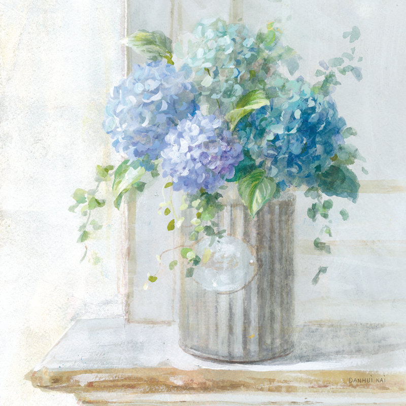 Morning Hydrangeas I by Danhui Nai - Wrapped Canvas Print, 91cm H x 91cm W