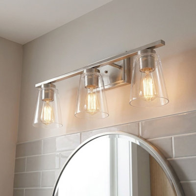Éclairage de salle de bain à intensité variable à 3 lumières Averi en nickel satiné