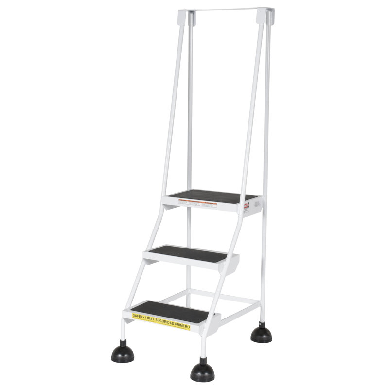 3 - Step Steel Library Ladder, White