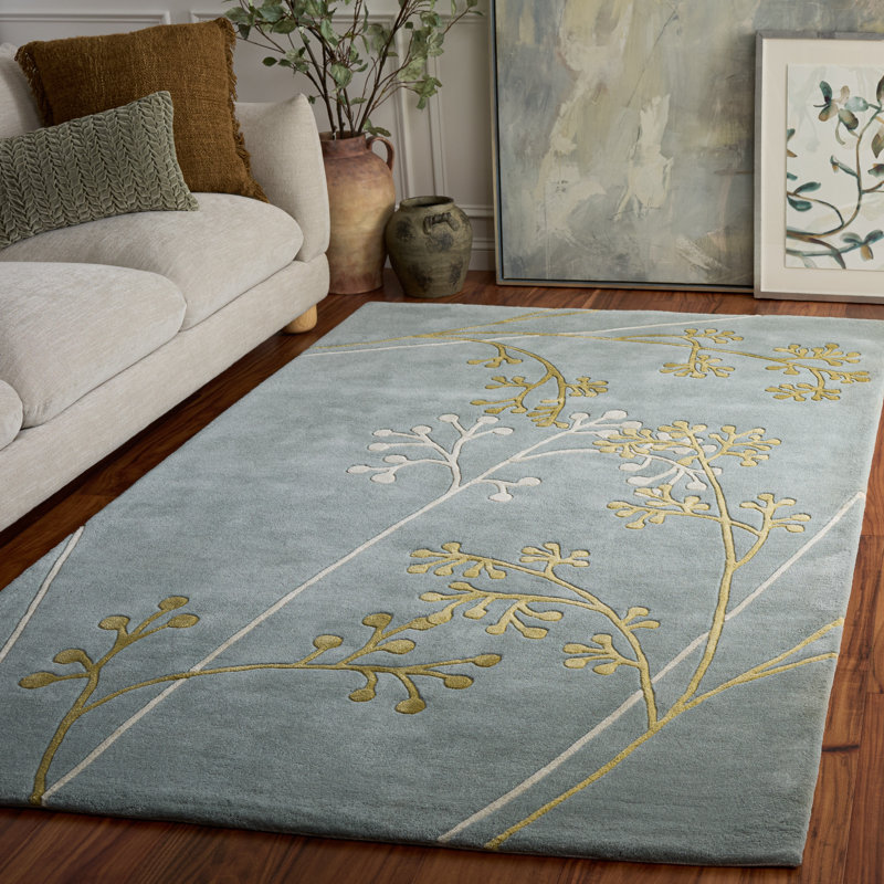 Avayah Hand Tufted Wool Floral Rug, Rectangle 5' x 8'
