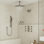 Système de douche thermostatique avec pomme de douche pluviale double 16 pouces avec barre coulissante 16 pouces et douchette corporelle Rainfall Symphony