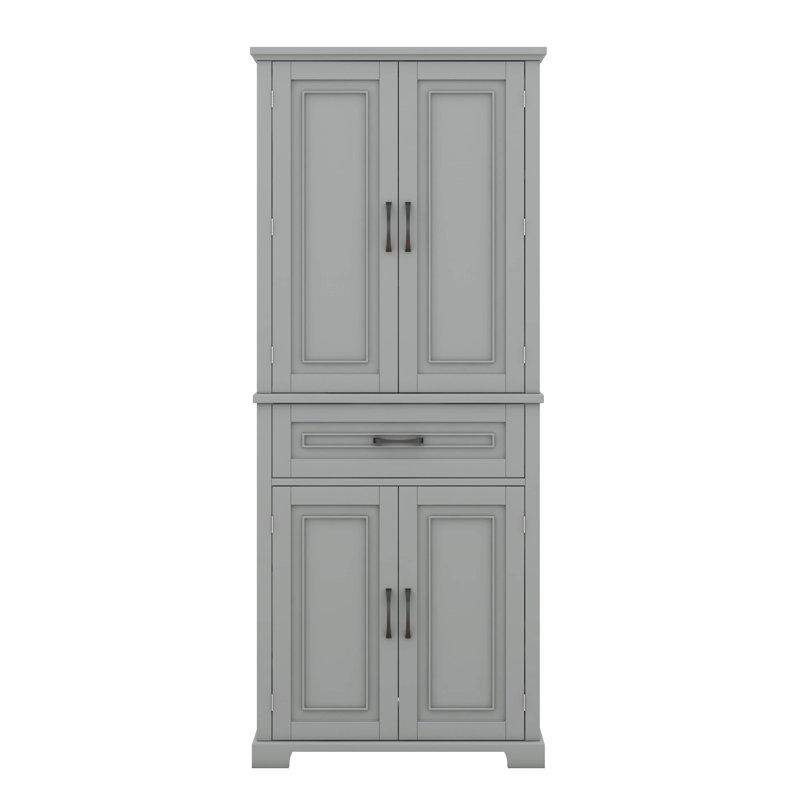 Armoire de rangement de salle de bain avec portes et tiroir, plusieurs espaces de rangement, tablette réglable, Noir