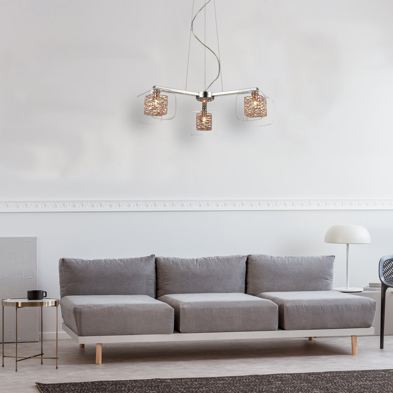 Kidsgrove 3 - Light Chandelier, Copper