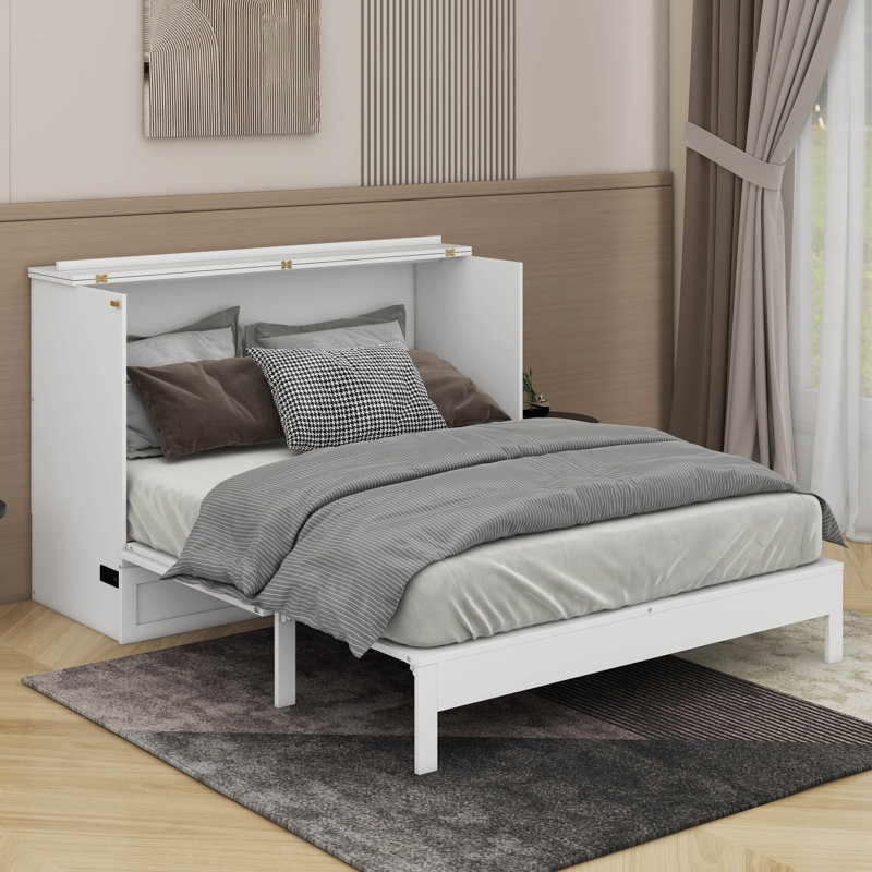 Lit escamotable avec tiroirs Murphy, Full, Blanc