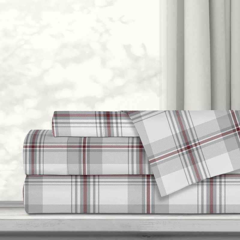 Ensemble de draps en polyester écossais, Ensemble de draps pour très grand lit + drap-hous