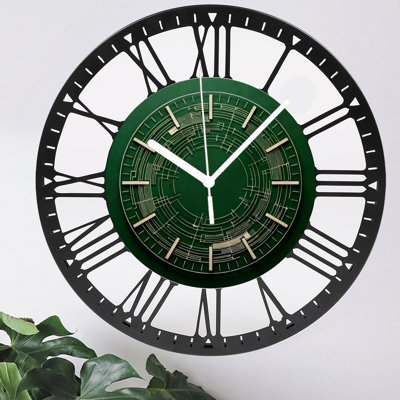 Horloge murale ronde en fer 10 po avec mouvement à quartz silencieux, chiffres romains, impression UV