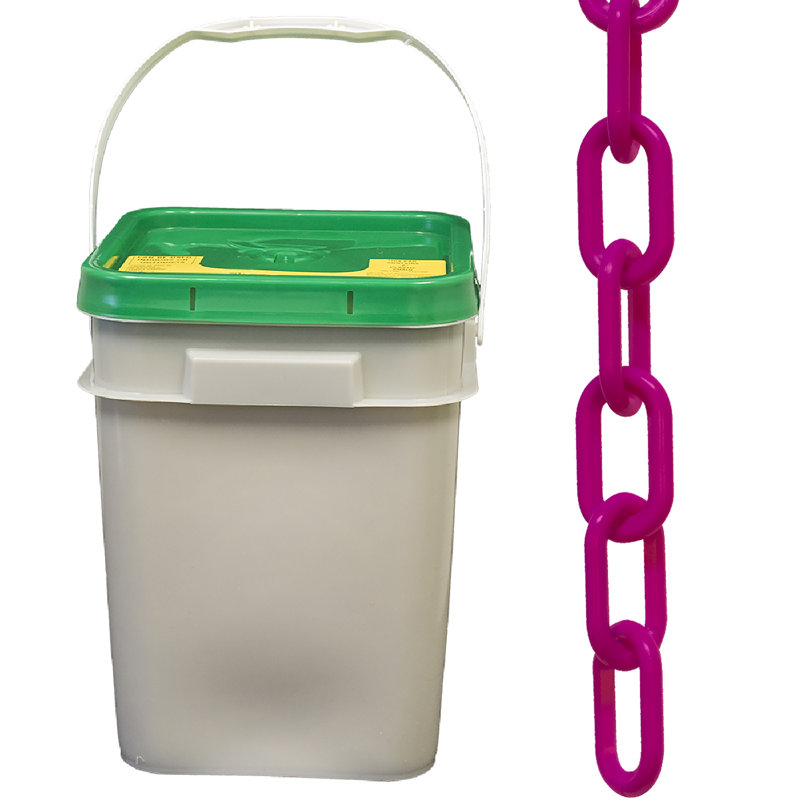 Chaîne de sécurité en plastique dans un seau, Magenta, H 1,1 po x l 4200 po x P 0,15 po