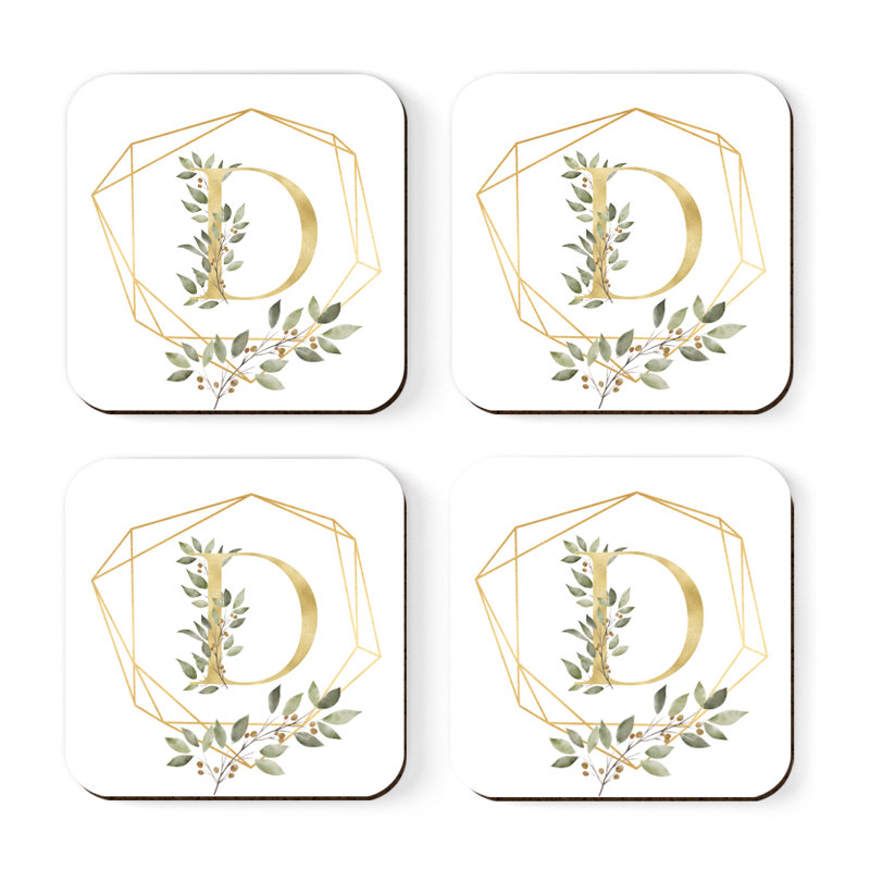 Cork Square 4 Piece Coaster Set, D